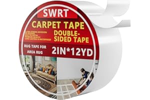 SWRT Carpet Tape Double Sided Rug Tap for Hardwood Floors – 2 Inch x 12 Yards-Strong Hot Melt Adhesive, Residue-Free & Floor Safe, Easy to Use for Seniors and Families