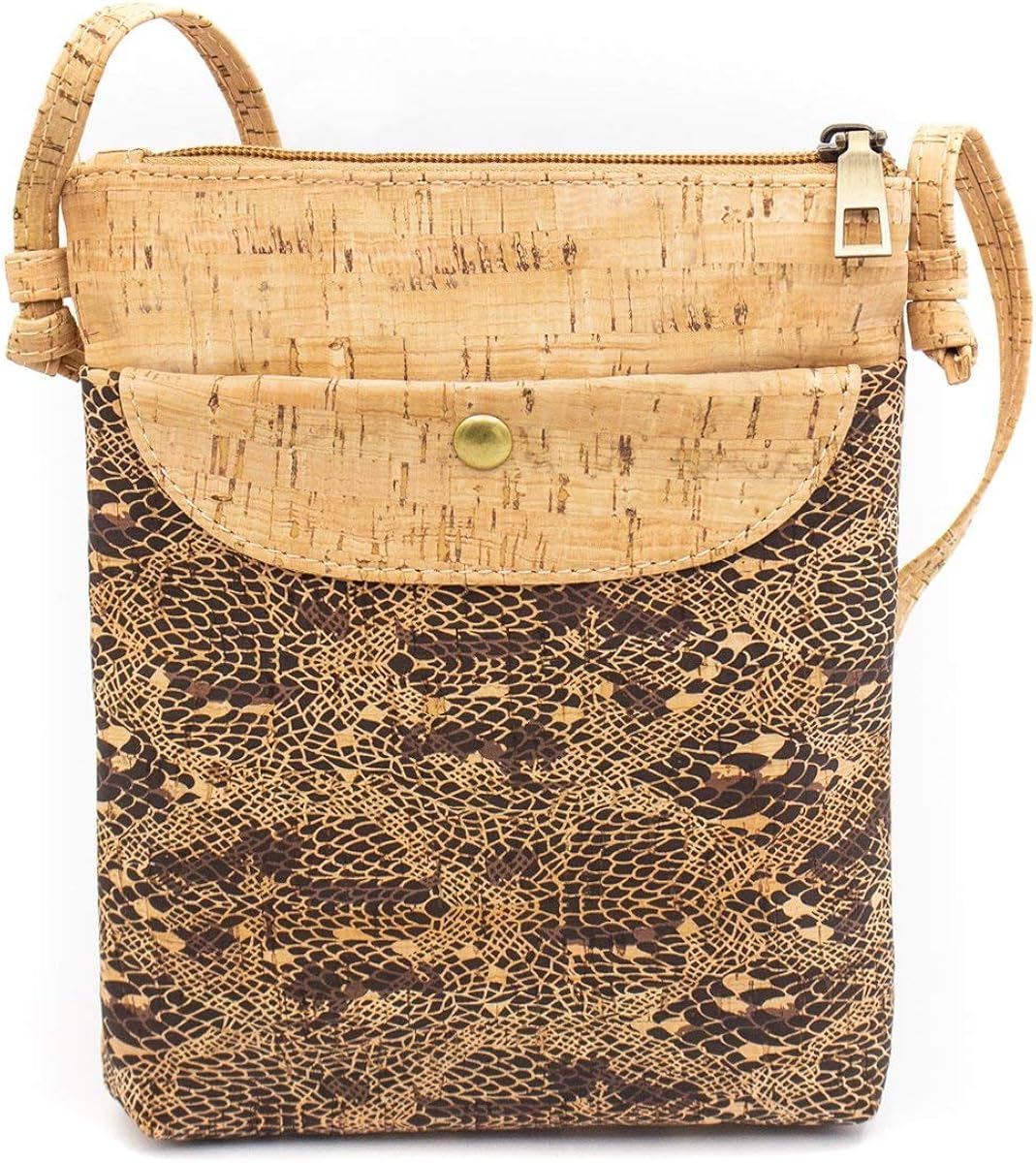Natural cork with pattern small crossbody purse bag BAG602 BAG602A