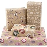 BIOBROWN Christmas Wrapping Paper Sheet with Gift Tags, Christmas Glove Design, Kraft Wrapping Paper for Christmas - Folded F