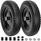 4.80/4.00-8" Flat Free Tire and Wheel 14.5" Solid Flat-Free Replacement Tire with 5/8"& 3/4" Axle Borehole, Adjustable Centered Hub 3-7" for Wheelbarrow Garden Trailer and Trolley by Cenipar