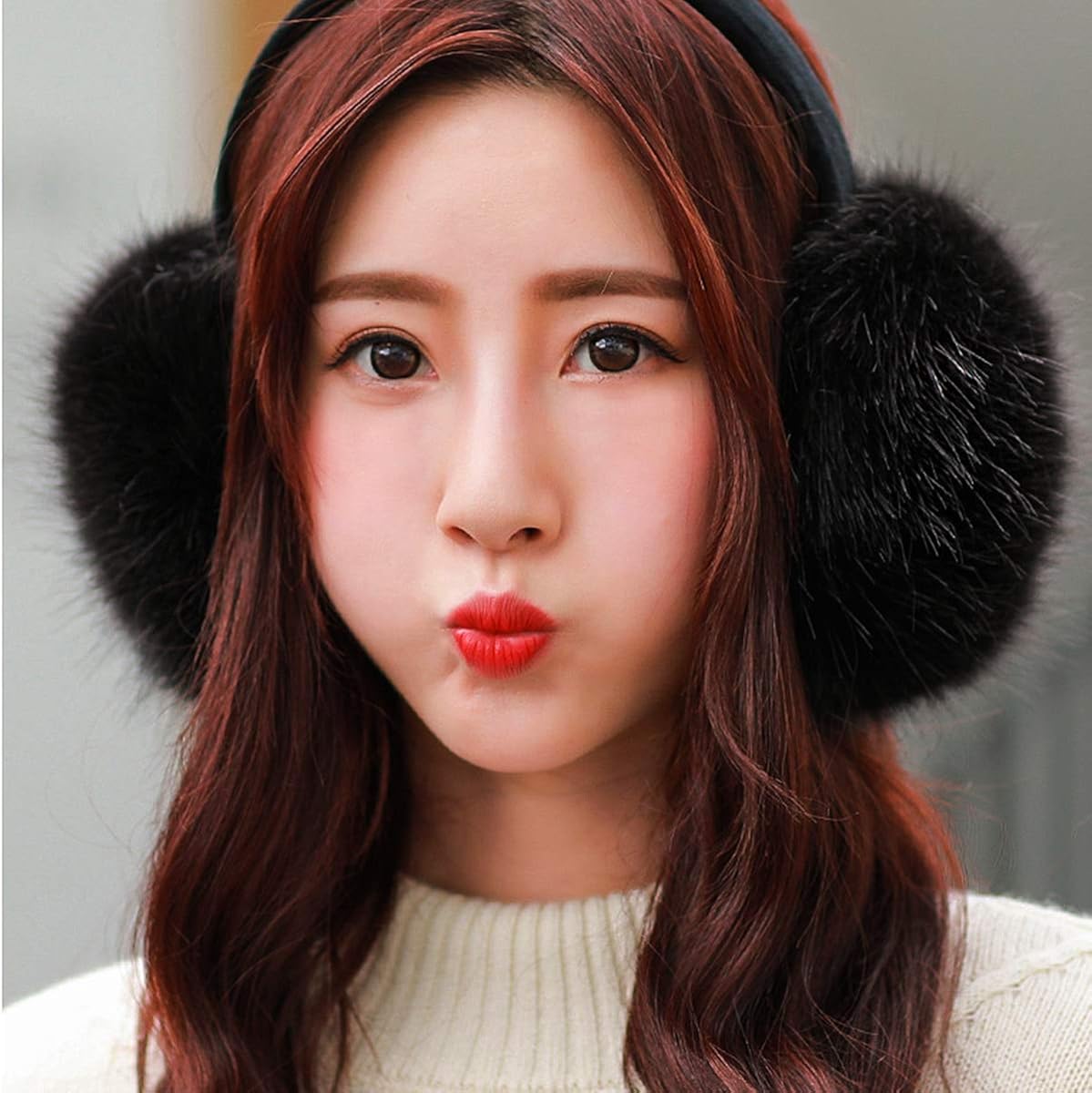 MADHOLLY 2 Pack Faux Fur Earmuffs- Big Winter Outdoor Soft Warm Thick Faux Fur Ear Warmers for Womens Men, Black&Grey at  Women’s Clothing store