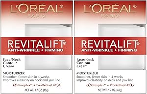 L'Oreal Paris RevitaLift Anti-Wrinkle + Firming Face & Neck Contour Cream, 1.7 Fluid Ounce (Pack of 2)