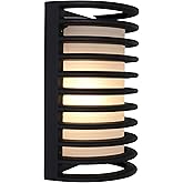Bermuda - Outdoor Rubbed Bulkhead Wall Light - 11"H - Black Finish - Ribbed Frosted Glass Shade