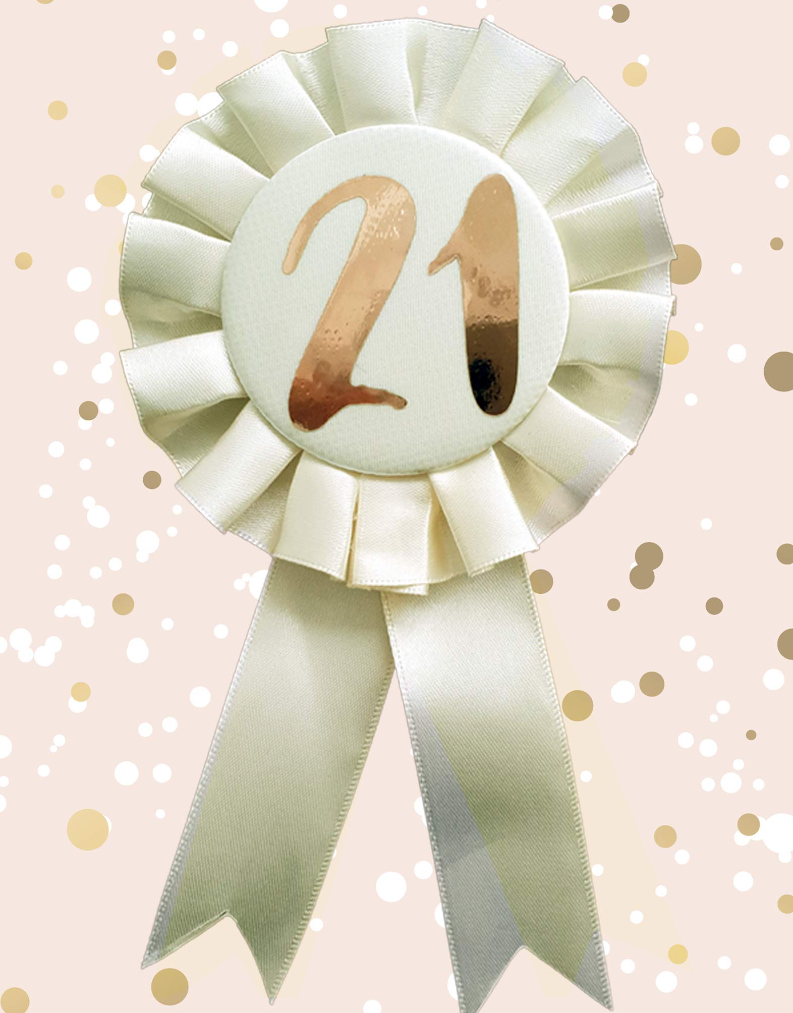 Alandra Birthdays RGB-21 21st Cream & Rose Gold Metallic Birthday Rosette, One Size