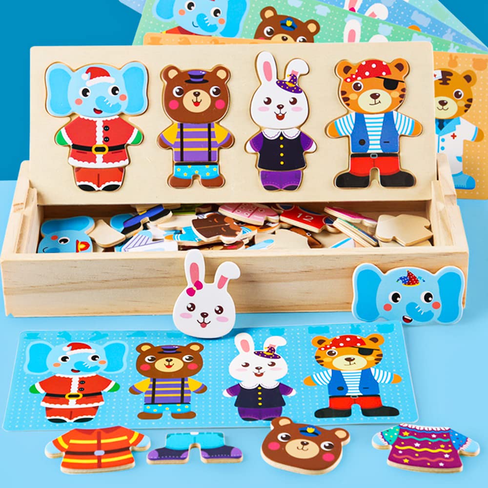 Wooden Dress Up Puzzles for Kids Gifts Boys Girls Wooden Jigsaw Puzzle for Children Age 3 4 5 Years Old