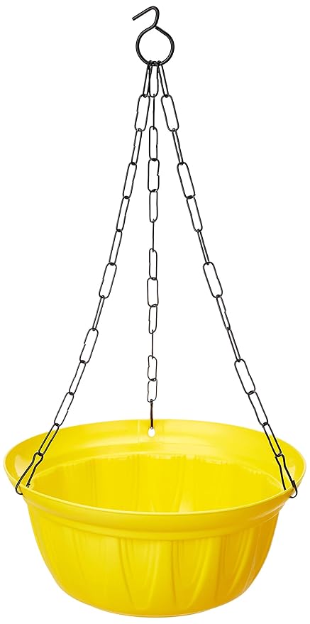 Gardens Need 100% Virgin Plastic Dove Hanging with Iron Chain | Set of 4 Planter, (22cm x 22cm x 24cm, Yellow)
