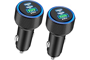 USB C Car Charger, Rombica 2Pack 3-Port 67W Dual PD USB-C&USB-A Car Power Cigarette Lighter USB Charger 3 in 1 PD/QC Type C Fast Car Charge for iPhone 17 17 Pro Max 16 15 14 13 12/Galaxy S25 S24/Pixel