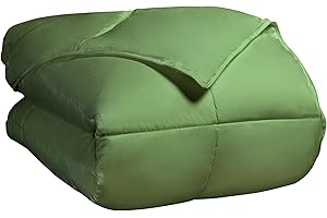 Superior Classic All-Season Reversible Down Alternative Comforter, Comfy, Fluffy, Cozy, Lightweight, Decorative, Duvet Insert, Plush, Oversized Bedding Essential, Box Quilt Design, Twin, Terrace Green