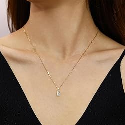 FANCIME Opal Necklace 14K Solid Yellow Gold Pear