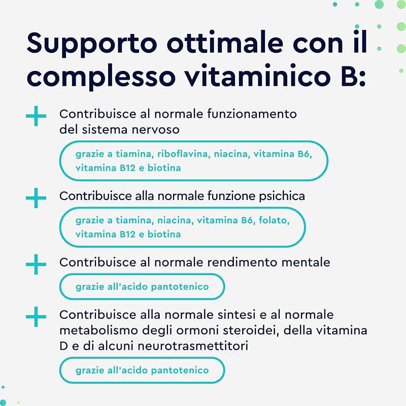 Vitamina B Complex ad Alto Dosaggio, 6+ Mesi di Scorta, 200 Compresse, Tutte le Vitamine B con Qualità Testata, Vitamine B1, B2, B3, B5, B6, B7, B9 e B12, con Biotina, Acido Folico e Vitamina B12 — foto 3 di 8
