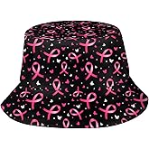 Breast Cancer Awareness Bucket Hat Pink Ribbons Sun Hat Fisherman's Cap for Women and Men