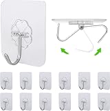 Relazoom 12 Pack Self Adhesive Hooks Heavy Duty 15kg Transparent No Drill view 1
