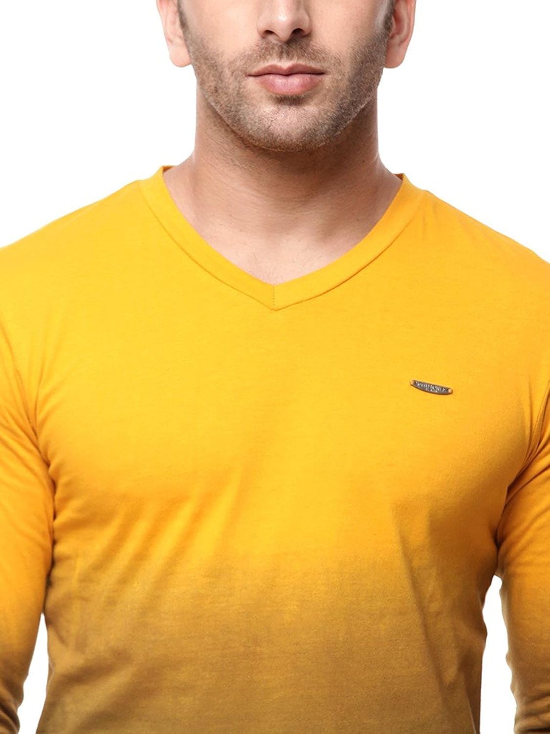 gritstones yellow full sleeve v neck t shirt gsfsombvnckyell