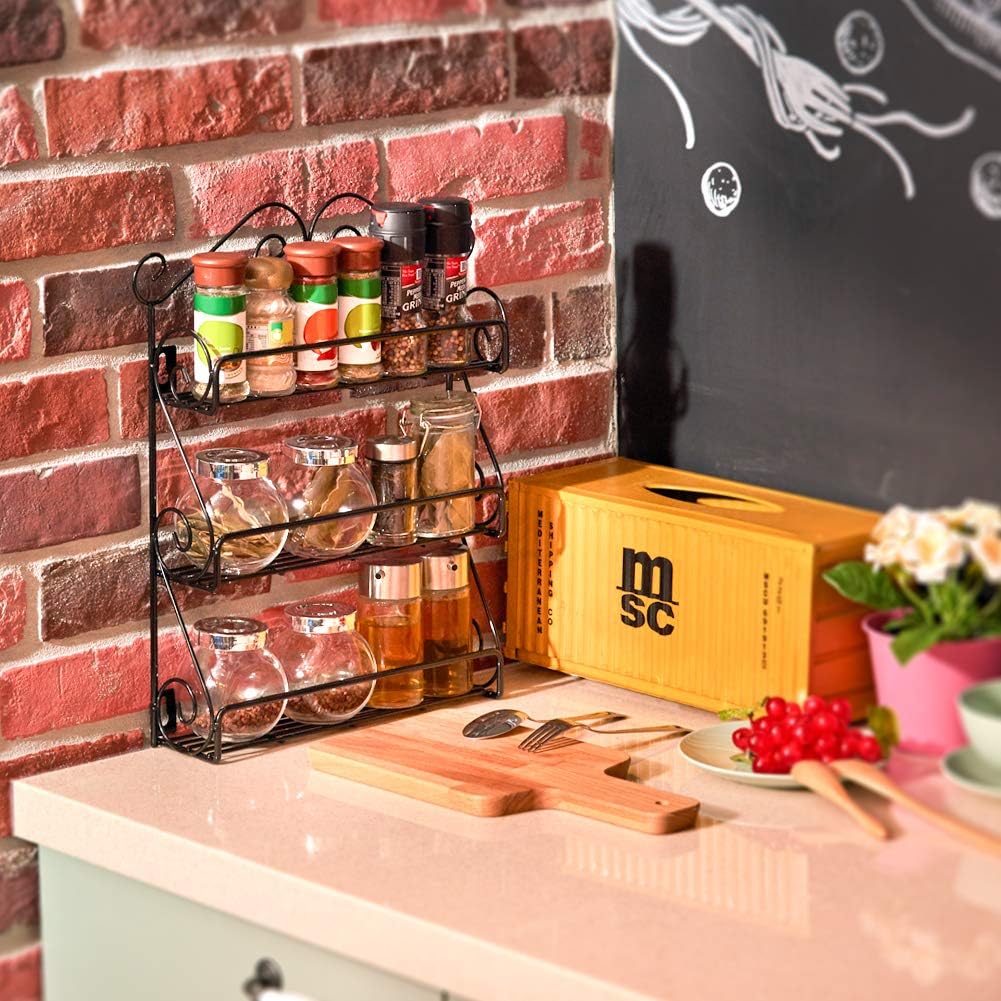 Spice Bottles Decobros Tier Wall Mounted Spice Rack EZOWARE 3-Tier