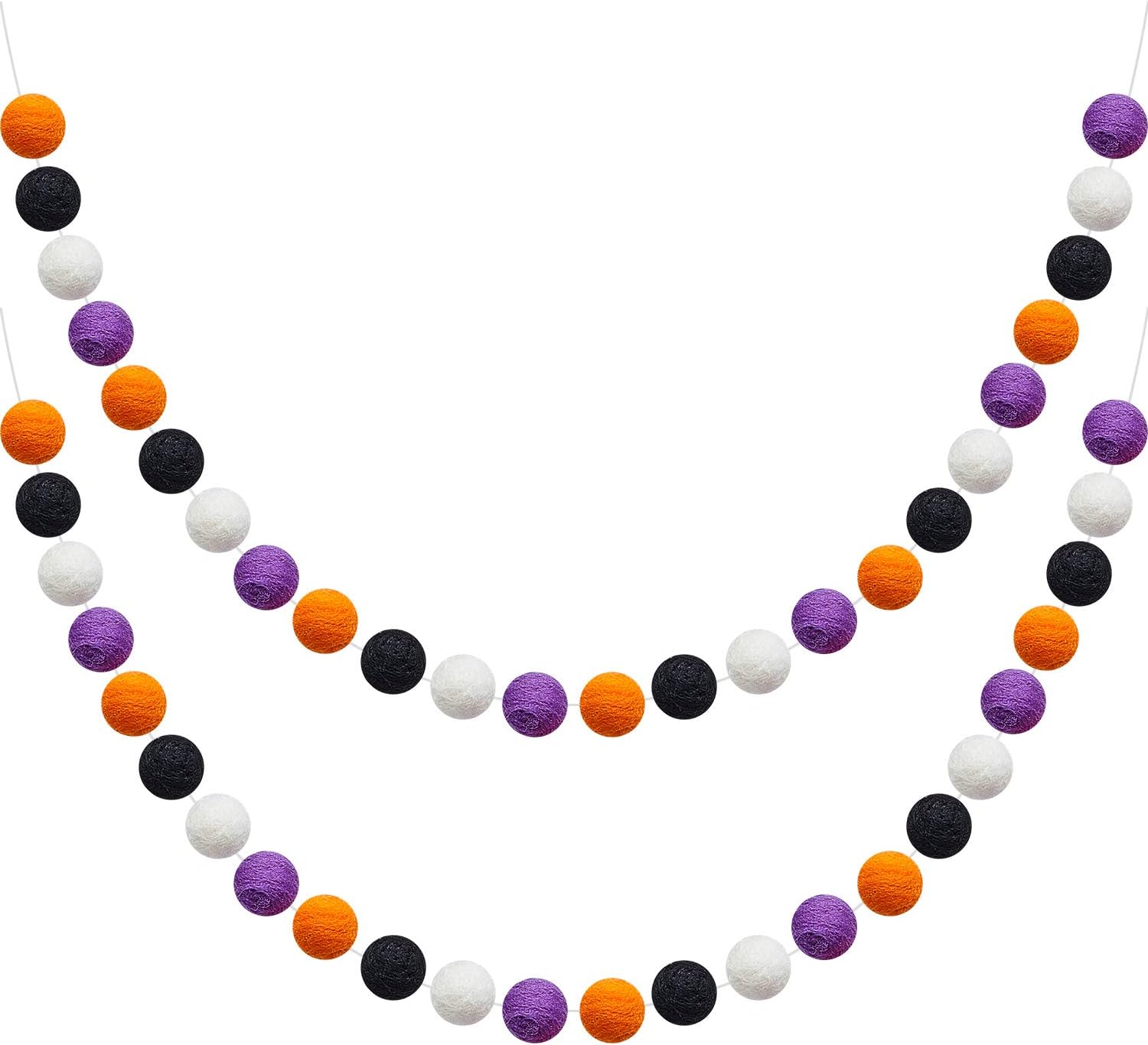 Wreaths, Garlands & Swags - WILLBOND Wool Felt Ball Garland Colorful Pom Pom Garland 6.5 Feet Long 24 Ball Garland for Mardi Gras Easter Halloween Thanksgiving Christmas Wall (Orange, White, Black, Purple,2 Pieces)
