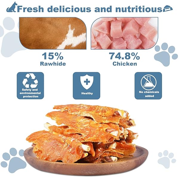 PAWANT CHICKEN JERKY WITH TWIST RAWHIDE STICKS PUPPY TRAINING SNACKS DOG CHEWS TREATS 0.5LB/227G