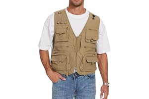 PEHMEA Men's Fishing Vest Utility Detachable Summer Vests with Pockets for Safari Travel Outdoor Work Photo Cargo Fly