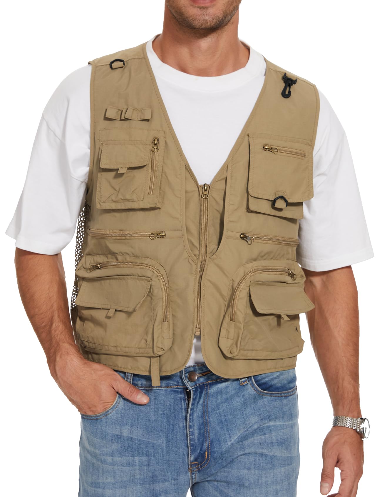 PEHMEA Men's Fishing Vest Utility Detachable Summer Vests with Pockets ...