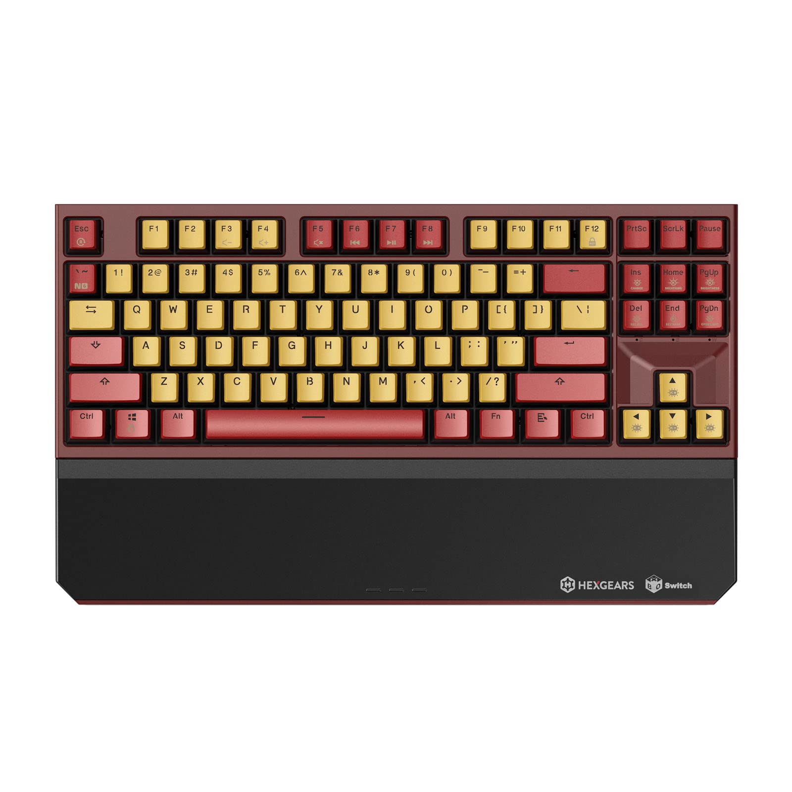 Hexgears X3 TKL 2.4ghz Wireless Mechanical Keyboard with Rose Red Kailh Box Switches, Dark Knight Tenkeyless Compact Keyboard for Gaming, Ergonomic 87-Key Typewriter Keyboard with Wrist Rest