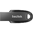 SanDisk 128BG Ultra Curve USB 3.2 Flash Drive, USB Stick, memory stick up to 100 MB/s read speeds, RescuePRO data recovery software, keyring loop, Black