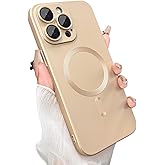 ankofave Magnetic case for iPhone 13 Pro Phone Case for Women, Matte Luxury Soft Metallic Luster Design with Camera Lens Protector, Compatible with Magsafe Case for iPhone 13 Pro 6.1" -Champagne Gold