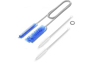 THE SCOOPIE Flexible Drain Cleaning Brush (72" Long) for Drains, Bottles, Bathroom Sink, Bathtub, Shower, and Kitchen Sink, Heavy-Duty Double Ended Nylon with Elastic Hose, Includes 2 Tube Cleaning Brushes, Blue