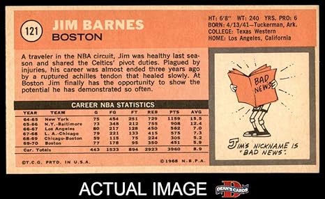 Amazon Com 1970 Topps 121 Jim Barnes Boston Celtics Basketball