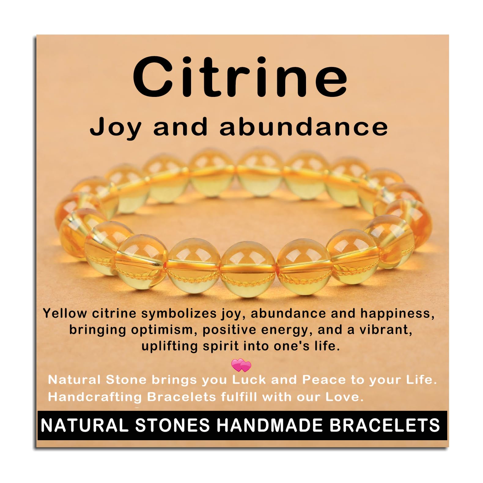 AD Beads Handmade Gemstone Stretch Elastic Bracelet