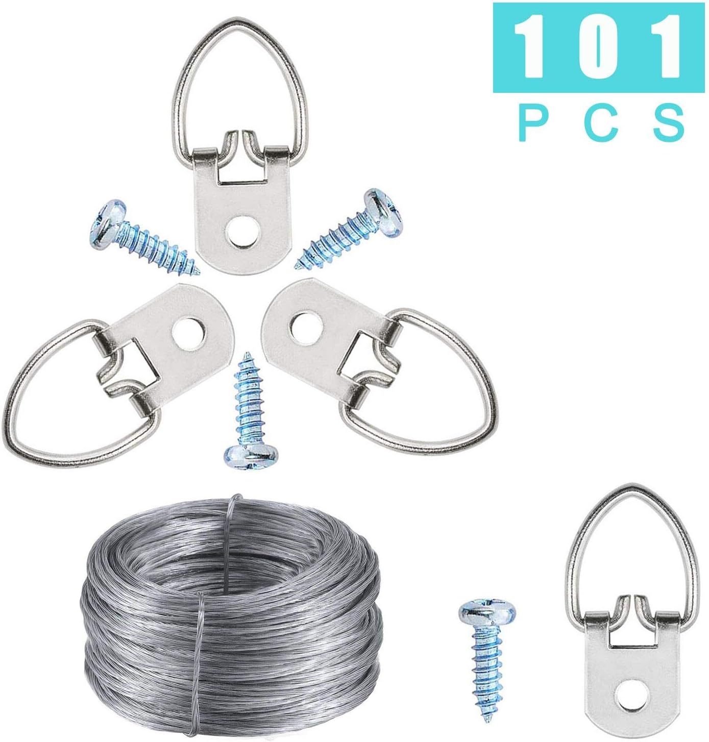 Picture Hangers, 50 Pack Heavy Duty DRing Picture Frame Hanging Kits