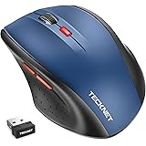 TeckNet Classic 2.4G Portable Optical Wireless Mouse with USB Nano Receiver for Notebook,PC,Laptop,Computer,6 Buttons,18 Months Battery Life,2400 DPI,5 Adjustment Levels