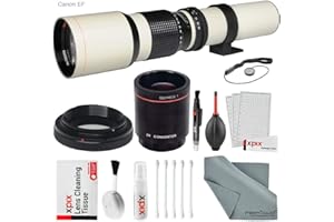 Super-powered 500mm/1000mm f/8.0 Telephoto Lens (White) with 2X Professional Multiplier for Canon EOS Digital SLR cameras and