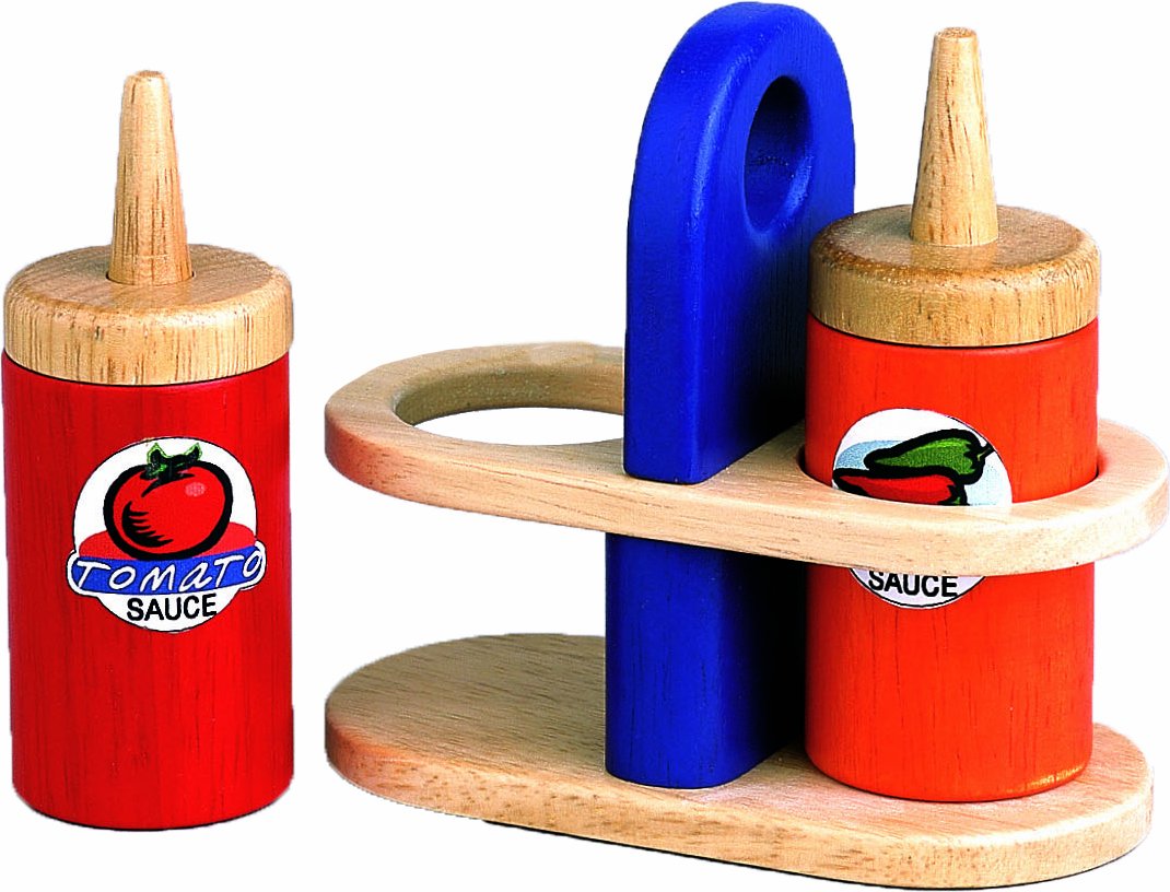 Santoys Wooden Toys Food & Shop Role Play Sauce Bottles Set