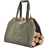 COZYDIG Canvas Wood Carrying Bag for Firewood,Firewood Carrier,Wood Carrying Bag for Easy Transport Wood and Wood Stove Accessories (Green)