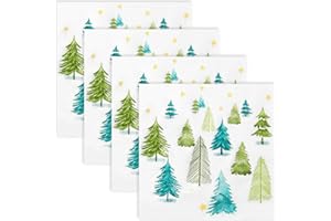 Quera 50 Pack Christmas Paper Napkins - Blue Green Disposable Beverage Napkins for New Year, Winter Dinner, Merry Christmas, Holiday & Xmas Party Supplies