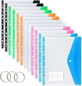 TOOELMON A4 Punched Pockets 12 Pack Plastic Wallets with Spine