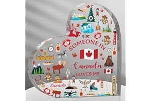 Canada Souvenirs Gifts 3.9x3.9 Inch Acrylic Heart Keepsake Canadian Souvenirs Christmas Canadian Gifts for Foreigners