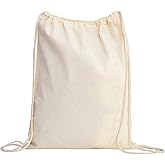 TBF (12 Pack) Set of 12 Durable Cotton Canvas Drawstring Backpack Bags (Small (14" W x 16" H))