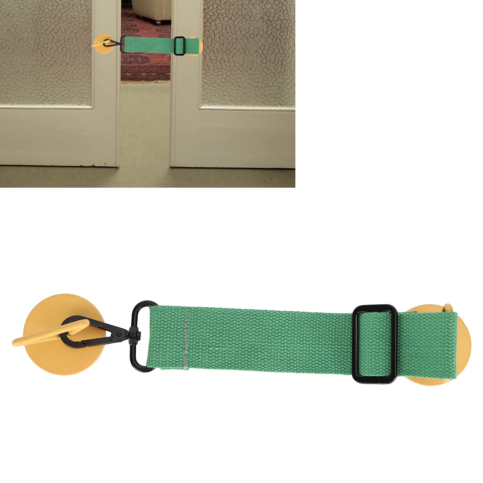 Adjustable Door Stopper with Heavy Duty Strap Lock for Dogs and Cats, Pet Safety Door Guard, Cloth and Metal, 20-30cm