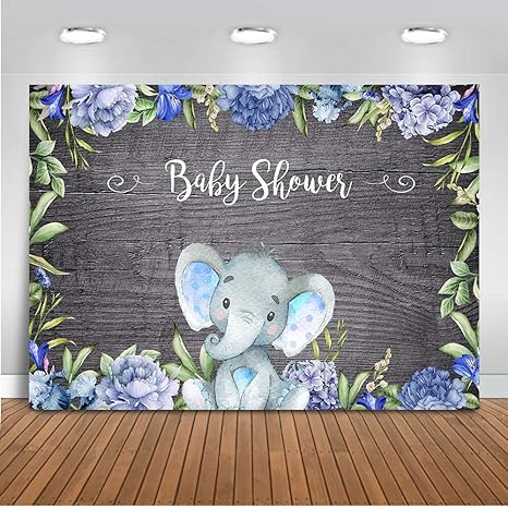 Amazon Com Mocsicka Boy Elephant Baby Shower Backdrop Baby Boy