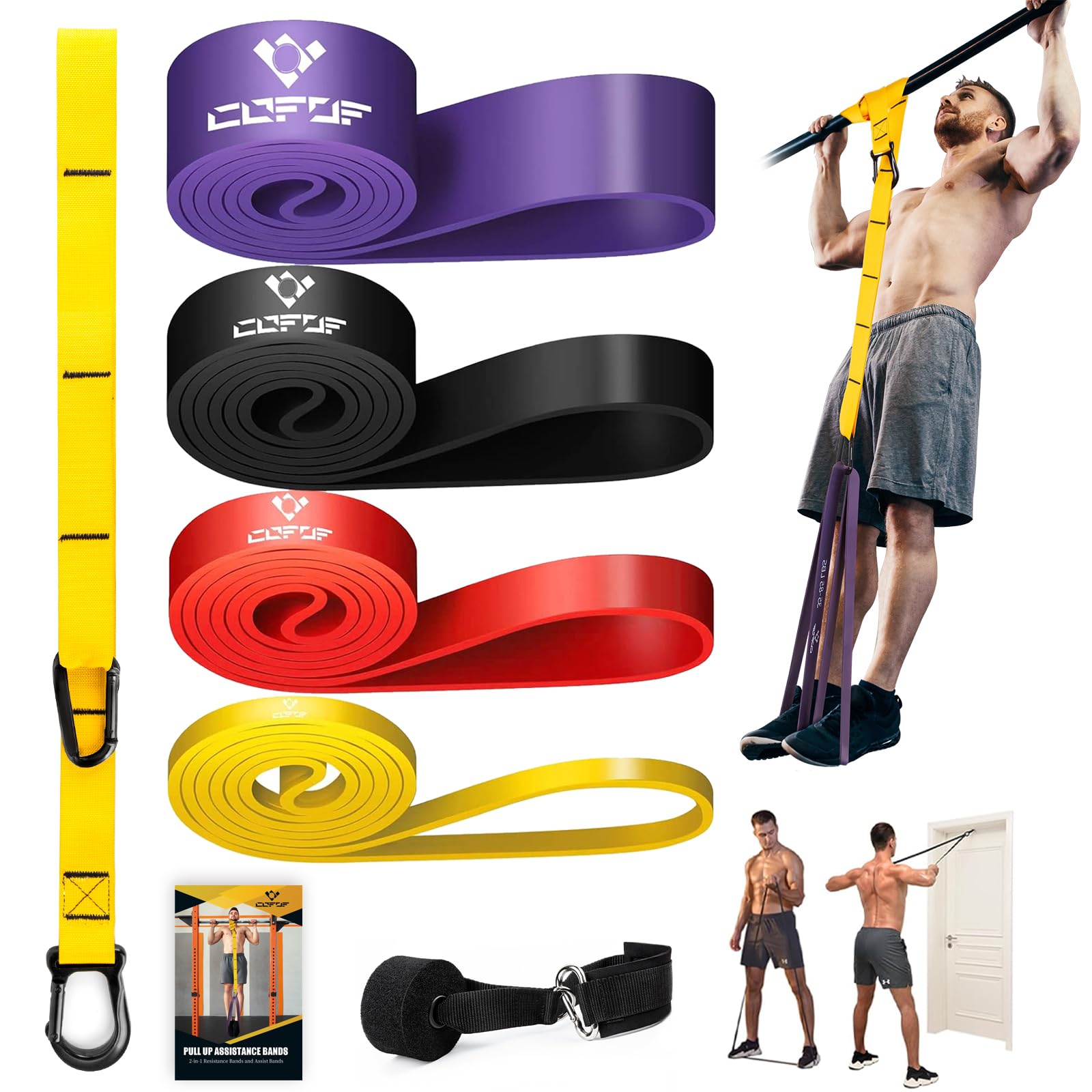 Photo 1 of Pull Up Assistance Bands, Up to 400 lbs Adjustable and Replaceable Pull Up Bands with a Military Grade Nylon Strap, Door Anchor, Metal Steel Buckles, Pull Up Assist for Strength Training