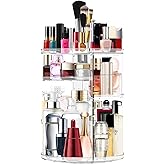Makeup Organizer 360 Rotating Cosmetic Organizer DIY Adjustable Makeup Carousel Spinning Holder Rack, Large Capacity Cosmetic Storage Box Makeup Brushes Organizer for Vanity Countertop (Clear)