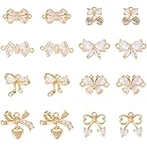 FASHEWELRY Golden Bow Connector Charms Bulk, Christmas Bowknot Link Charms, Infinity Links Geometric Hollow Bezel Pendants for Earring Bracelet Necklace Keychains Jewelry Making