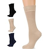 LAETAN Women's Bamboo Dress Socks, Crew for Business Trouser Casual, Soft, Thin & Seamless, Size 6-9/9-12 (3, 4 or 5 Pairs)
