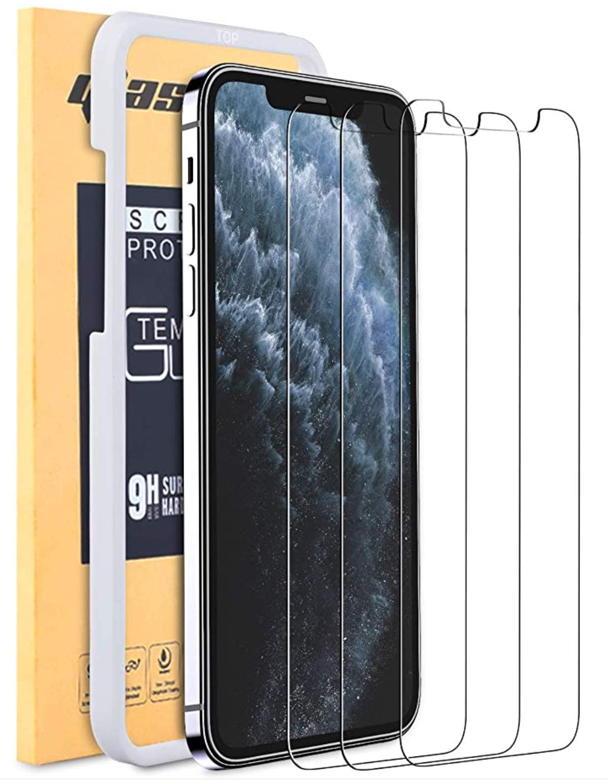 StyleDesign iPhone 12 Pro Screen Protector Tempered Glass 9H with Positioning Aid (Pack of 3)
