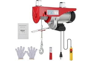 Garvee High-Power Electric Hoist Winch – 2200 lbs (1 Ton) Capacity, 1600W 120V Motor, 40FT Single Cable Lift, Remote Control,