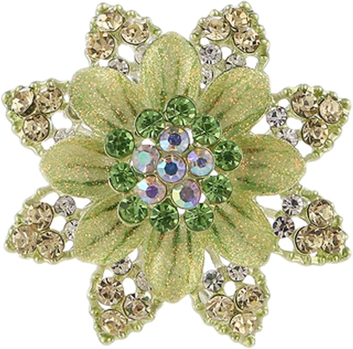 It'sok Fashion Silver Color Rhinestone Brooches Pins Enamel Flower Brooches for Women Wedding