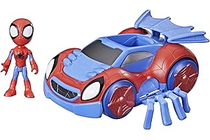 Spidey and His Amazing Friends Marvel Change 'N Go Web-Crawler and Spidey Action Figure, 2-in-1 Vehicle, 4-Inch , for Kids Ag