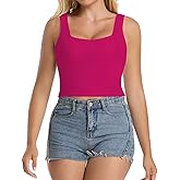 ALINGSANBA Women's Sleeveless Ribbed Tank Tops V Neck Stretchy Casual Basic Form Fitting Crop Tops