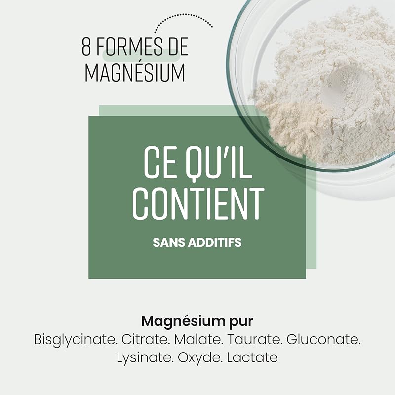 Magnésium Complex 8-en-1 | 200 mg | 240 Gélules Végétaliennes | Magnesium Bisglycinate, Citrate, Malate, Taurate | Complément pour Muscles, Énergie et Fatigue | 8 Mois | VitaBright