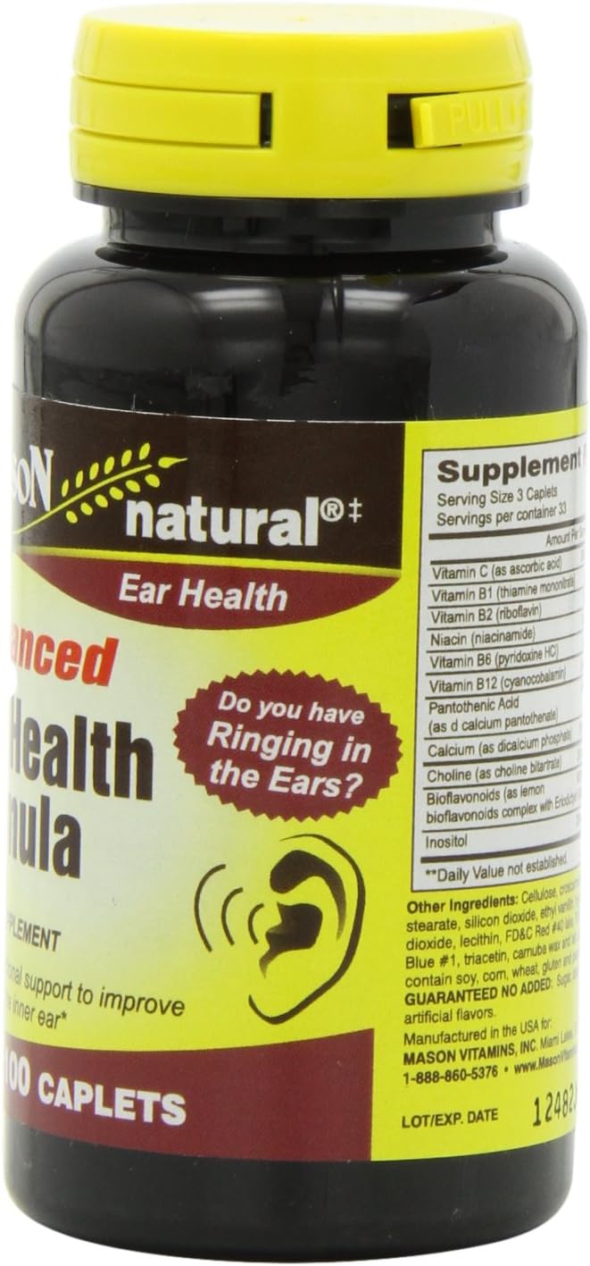 Mason Natural Vitamin Advance Ear Health Formula Caplets, 100-Count Bottle: Health & Personal Care